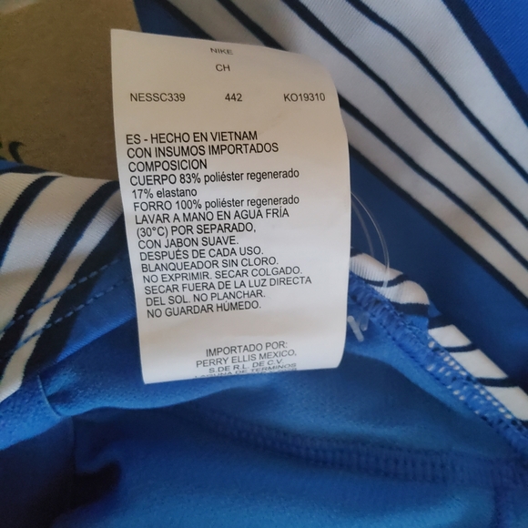 Nike Swim Striped Tankini Swimsuit Top Size S Blue New - Picture 10 of 11